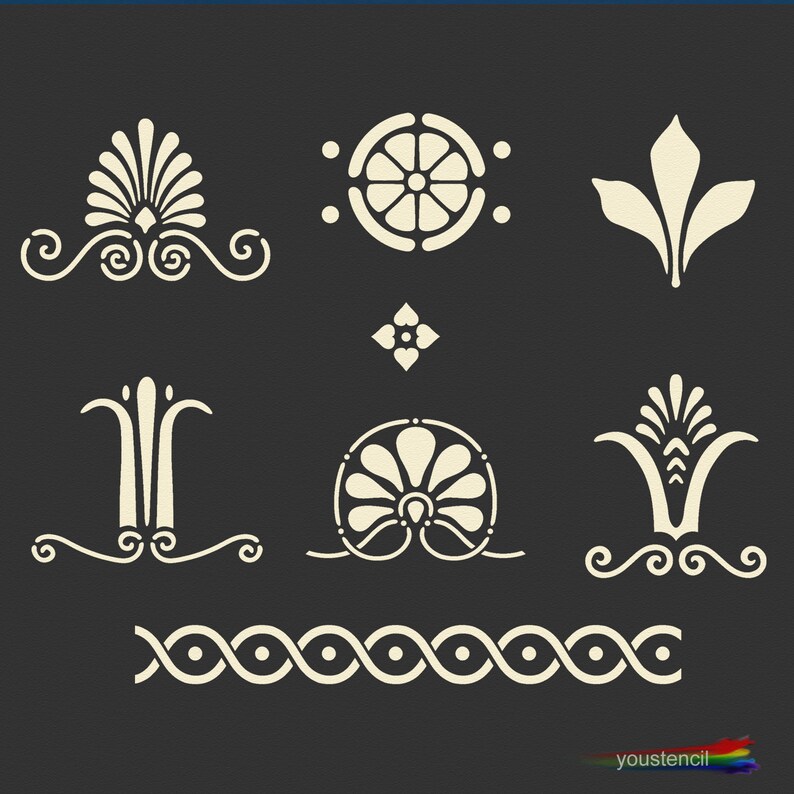 Greek Decorative Motifs Stencil 2 for Walls Art and Etsy