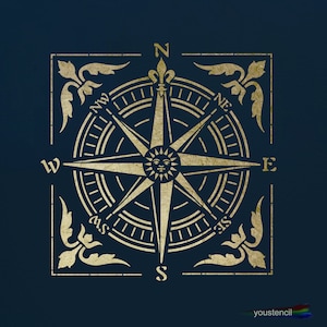 Victorian Compass Stencil,  Large, for Walls Art and Furniture.  ST61L