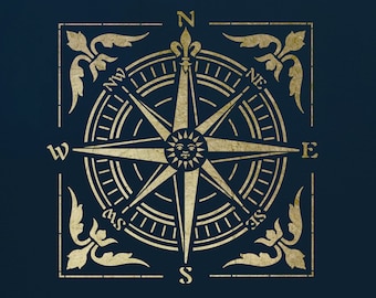 Victorian Compass Stencil, for Walls Art and Furniture.  ST61
