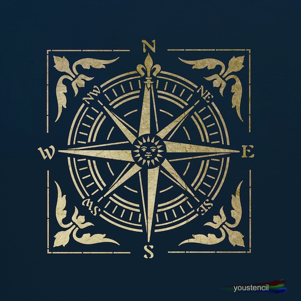 Victorian Compass Stencil,  Large, for Walls Art and Furniture.  ST61L