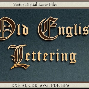 Lettering inglese antico, vettore. svg, dxf, ai, cdr, pdf, eps. Per laser e plotter.