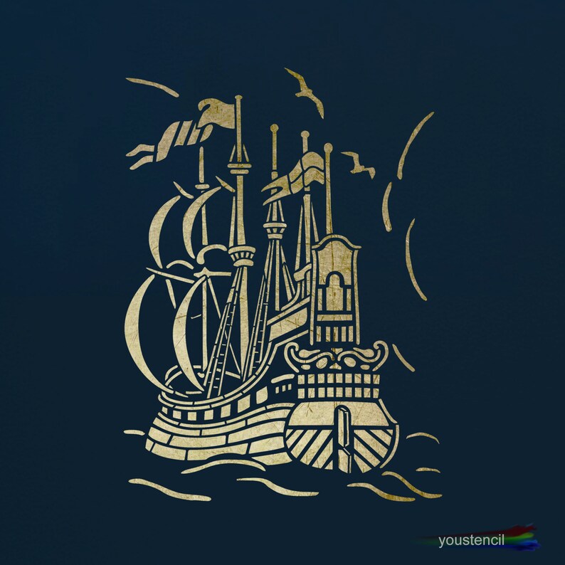 Ship Stencil. Old Galleon. for Walls, Furniture and Art. ST105 Etsy