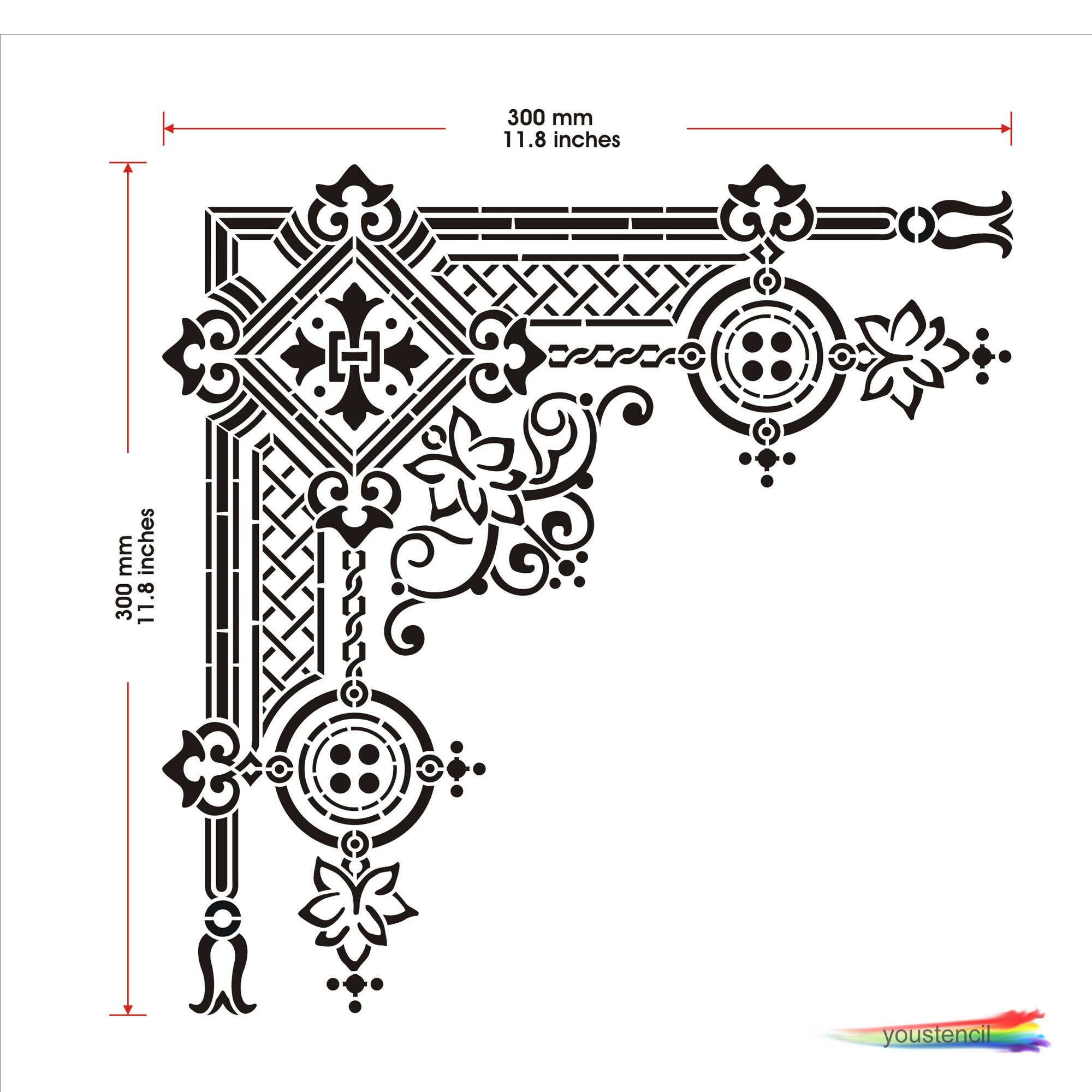 Gothic Corner Stencil, LARGE; for Art, Walls & Furniture