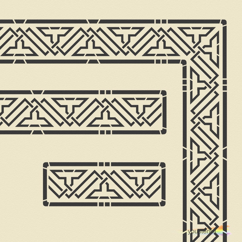 moroccan border stencil with corner and terminations for art etsy
