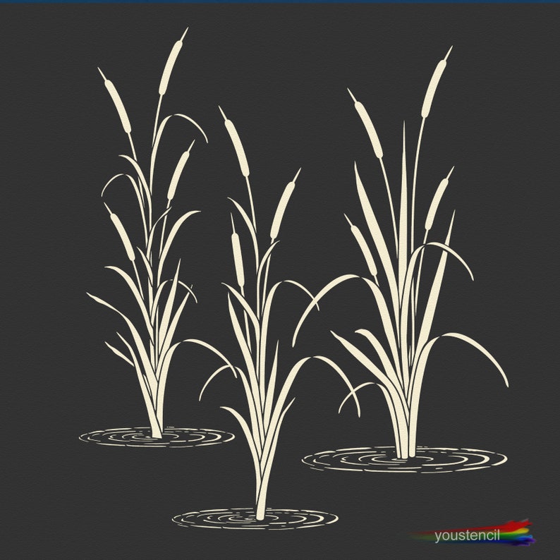 Cattail Wall Stencil Set large ST85 Etsy