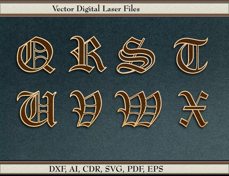 Old English R Vector Old English Lettering, Vector. Svg, Dxf, Ai, Cdr, Pdf, Eps. for Laser ...
