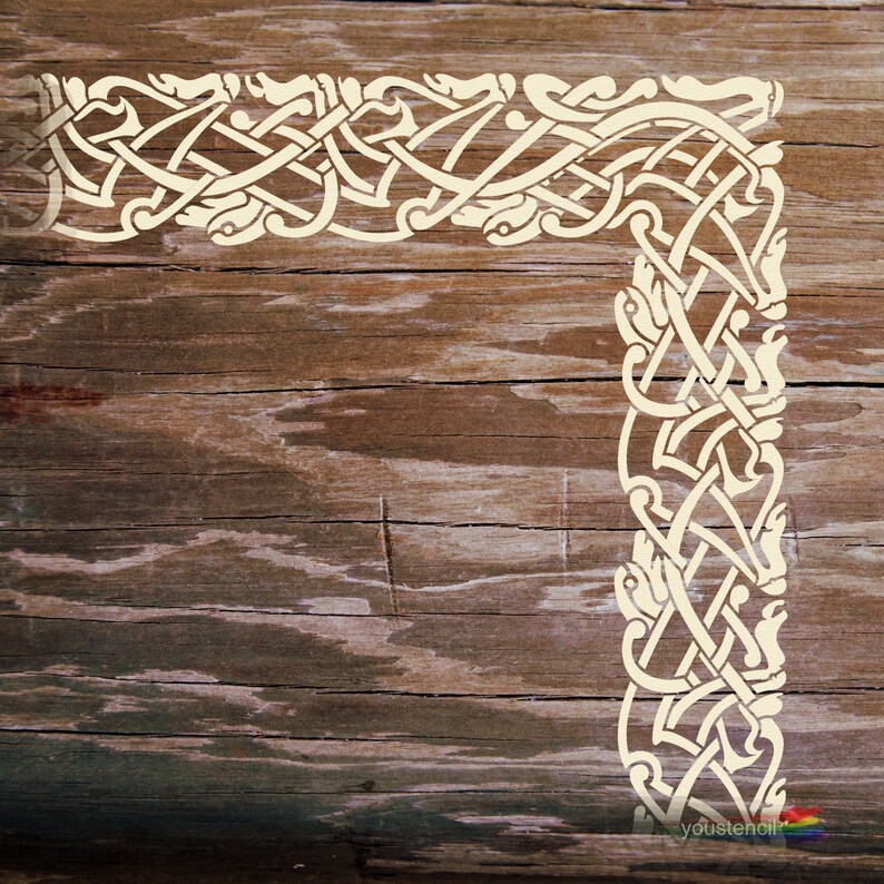 Celtic Border Stencil With Corner. for Walls Furniture and Etsy