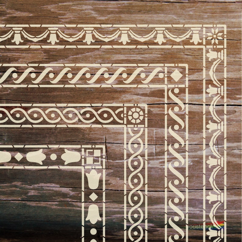 Border Stencil Set With Corners for Walls Furniture and Art. Etsy