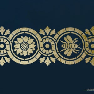 Plantilla de borde de abejorro y girasol para paredes, muebles y arte ST33