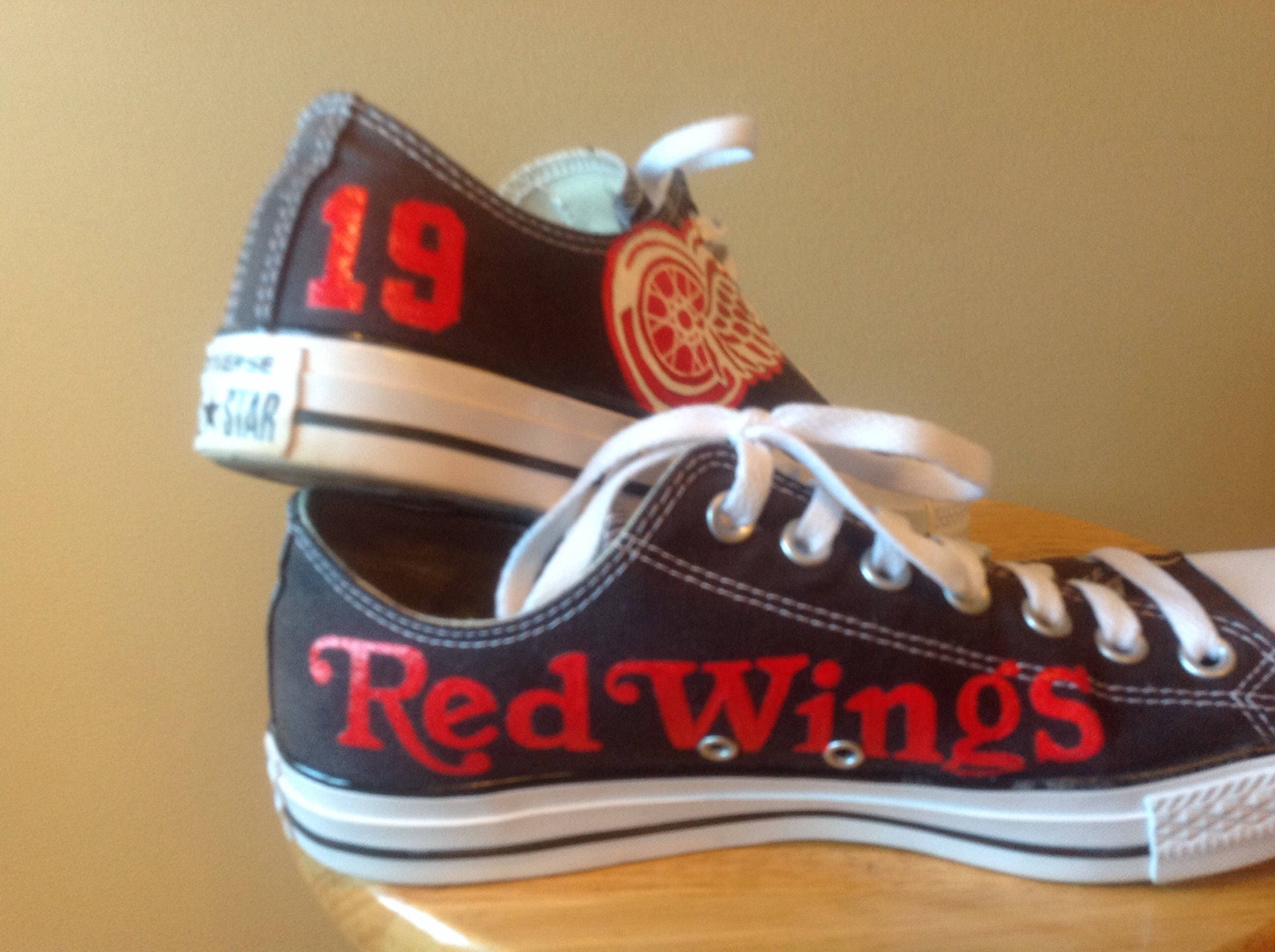 Detroit Redwings Converse Hand Painted Etsy