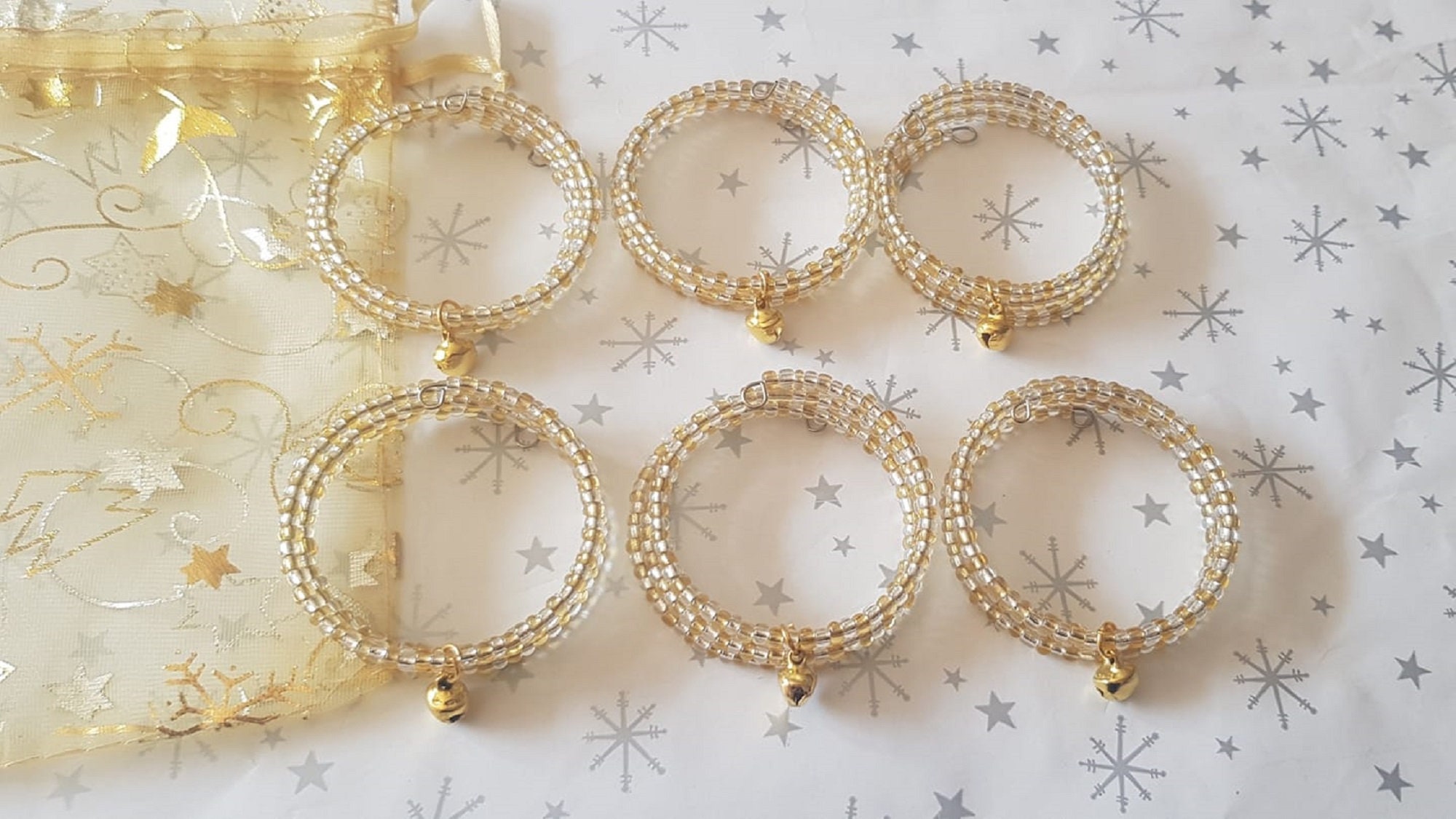 Beaded Christmas Napkin Rings Set of 6 Christmas Jingly Bell Etsy UK