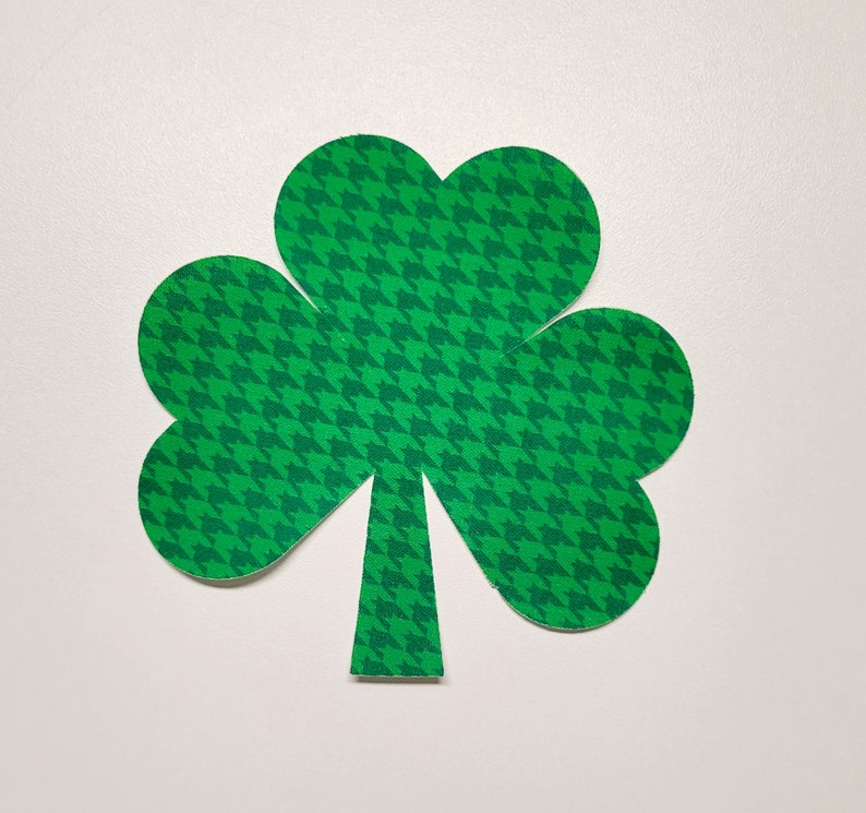 Iron-On Applique Quilting Cotton Shamrocks, Set of 4 Large Fabric Shamrocks for Quilt Blocks, Green St. Patrick's Day Shamrocks 4.5x4.25 image 3