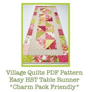 Half Square Triangle Table Runner PDF Pattern: Beginner Friendly Charm Pack Quilt