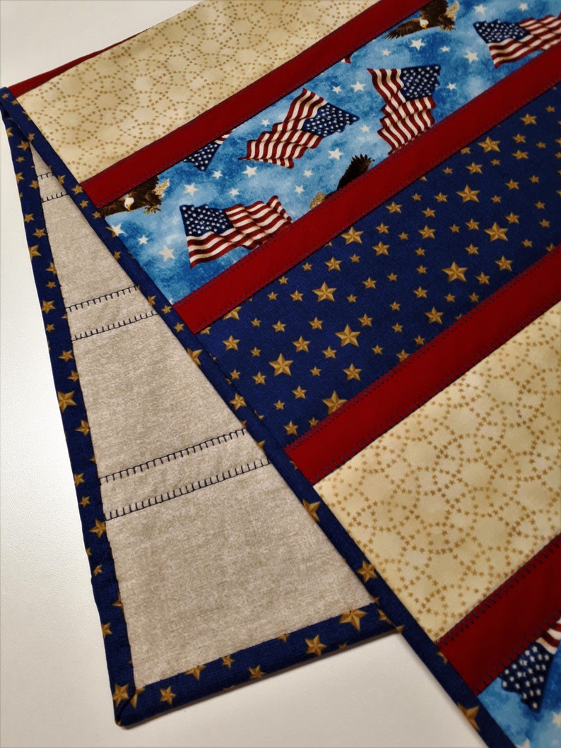 Quilted Patriotic Table Runner Americana Table Topper Etsy Canada