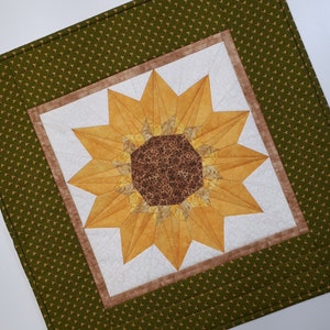 Sunflower Foundation Paper Pieced Block Pattern, PDF Sunflower Quilt Block Pattern, Autumn Quilt Block, 10 Inch Block image 5