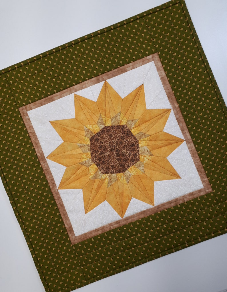 Sunflower Foundation Paper Pieced Block Pattern, PDF Sunflower Quilt Block Pattern, Autumn Quilt Block, 10 Inch Block image 5