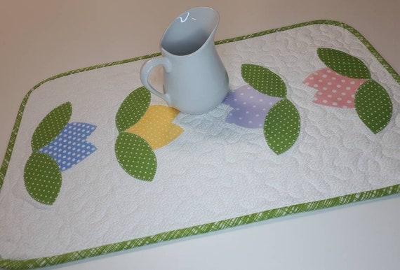 Easter Quilted Table Topper Quilted Candle Mat Flowers Bunnies Spring Easter Table Runner Chicks Easter Decor Spring Mini Quilt Easter Quilted Table Topper Quilted Candle Mat Flowers Bunnies Spring Easter Table Runner Chicks Easter Decor Spring Mini Quilt