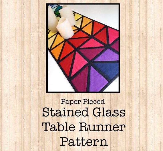 Quilted Stained Glass Table Runner Pattern Village Quilts Etsy