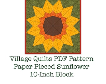 Sunflower Quilt Block: Foundation Paper Pieced Pattern (PDF)