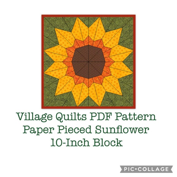 Sunflower Quilt Block: Foundation Paper Pieced Pattern (PDF)