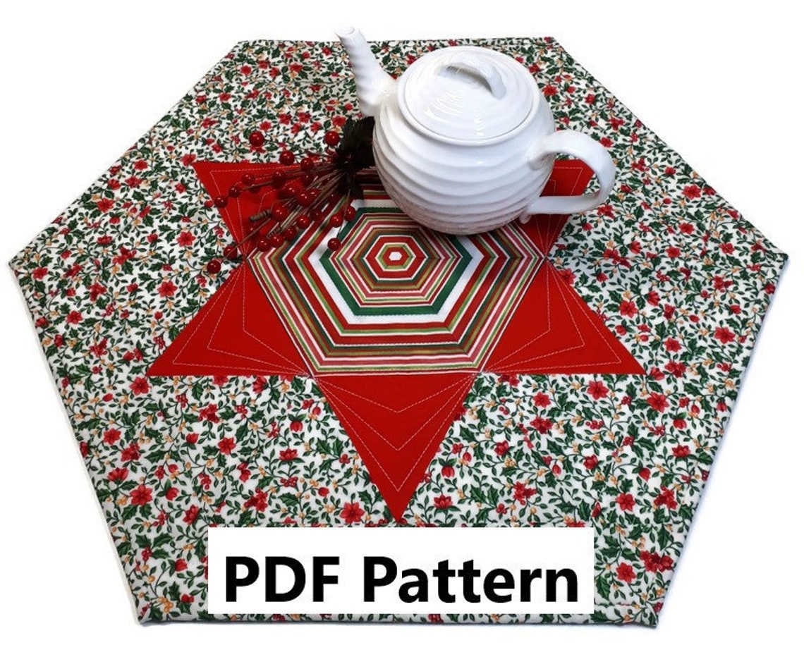 Easy Hexagon Star Table Topper Pattern Village Quilts Etsy