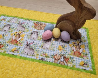 Easter Quilted Table Runner: Handmade Spring Floral Table Topper (28"x18")