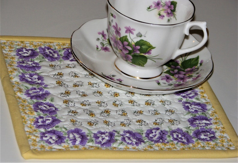 Assorted Shabby Cottage Chic Quilted Candle Mats 8x8 Vintage Look Floral Mug Rugs