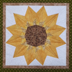 Sunflower Foundation Paper Pieced Block Pattern, PDF Sunflower Quilt Block Pattern, Autumn Quilt Block, 10 Inch Block image 4