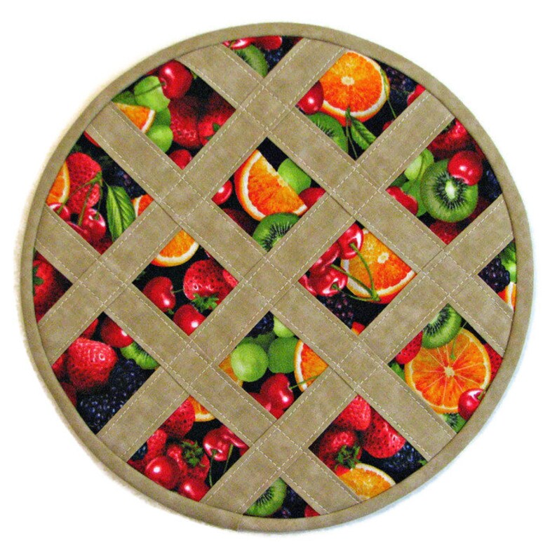 Fruit Pie Pot Holder Quilted Fabric Trivet Kitchen Hot Pad Etsy