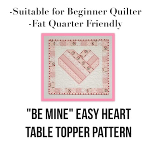 Heart Table Topper PDF Pattern: Beginner Quilt, Valentine Decor