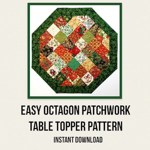 Octagon Patchwork Table Topper PDF Pattern: Beginner Quilt (Digital Download)