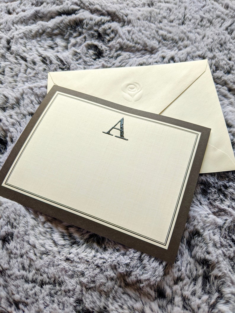 Embossed Monogrammed Blank Note Cards Gold or Black Outline Etsy