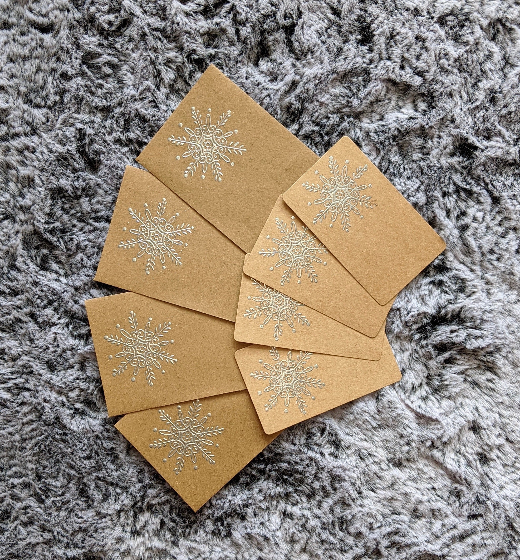 Set of 4 Embossed Mini Note Cards - Snowflake Notes