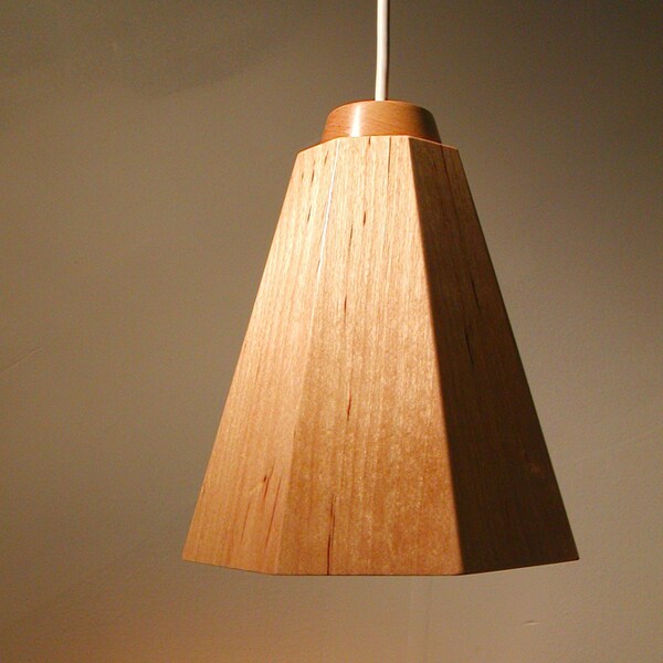 Gray Birch Pendant lamp from Munjoy Woodworks handmade wood lamps