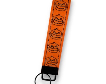 Spooky Halloween Pumpkin Key Fob Keychain