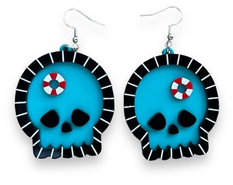 Spooky Summer Skull Pool Earrings