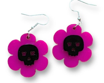 Skull Flower Earrings