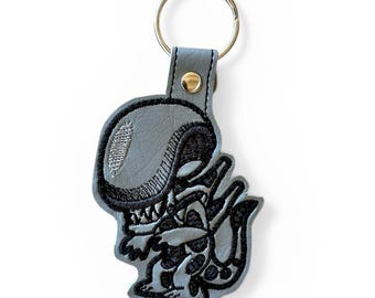 Embroidered Alien Keychain, 5" Backpack Luggage Accessory