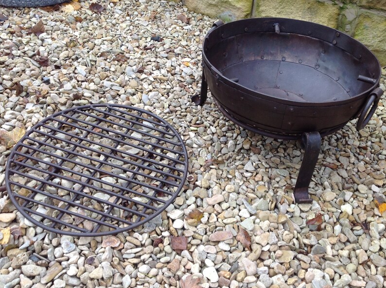 40cm Indian Fire Bowl / Kadai BBQ Fire Pit With Stand & Grill Etsy UK