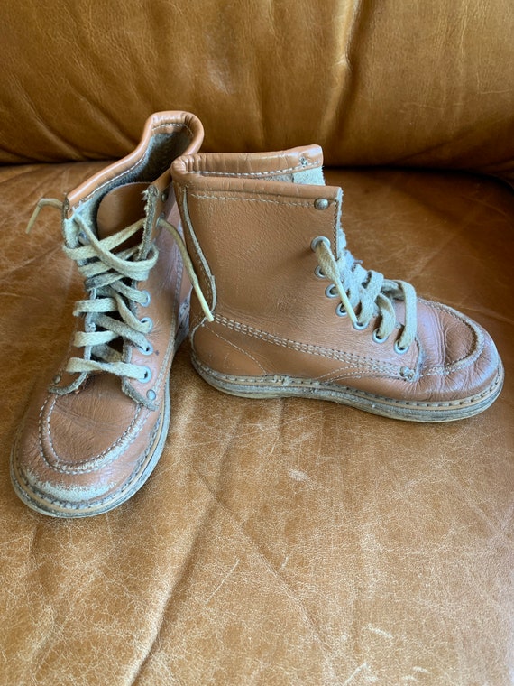 Vintage Boys Mini Moc Toe Work Boot - image 2