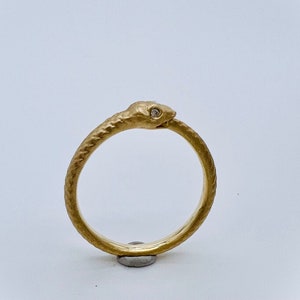 Solid Gold Ouroboros Ring: Diamond Eye Snake Ring, Made in U.S.