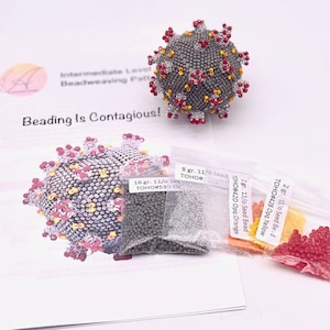 Contagious! Peyote Stitch BEADWEAVING KIT - Intermediate Level 3D project for virus/germ molecule model ornament Medical Science Decor