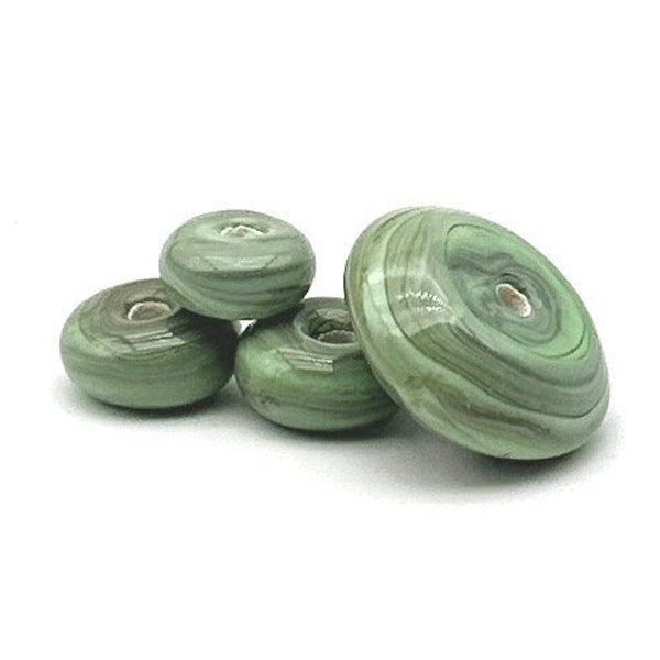 Lampwork Torch Beads - Spearmint Green 4 pc Set - Original Handmade Art Glass Beads for creating your own artwork OOAK crafter elements