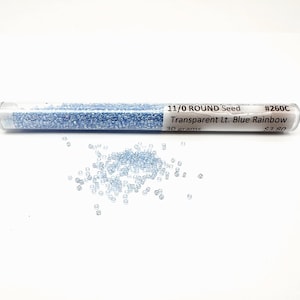 11/0 ROUND Japanese Seed Beads - #260C Transparent Light Blue Rainbow - 30 Gram tube
