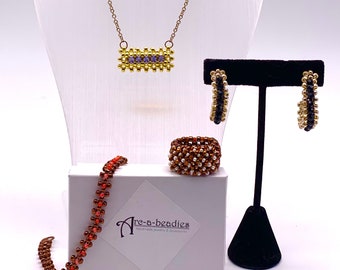 RAW - PDF Beadweaving Collection How to Right Angle Weave Pattern Package from beginning to modified RAW wearable designs to learn as you go