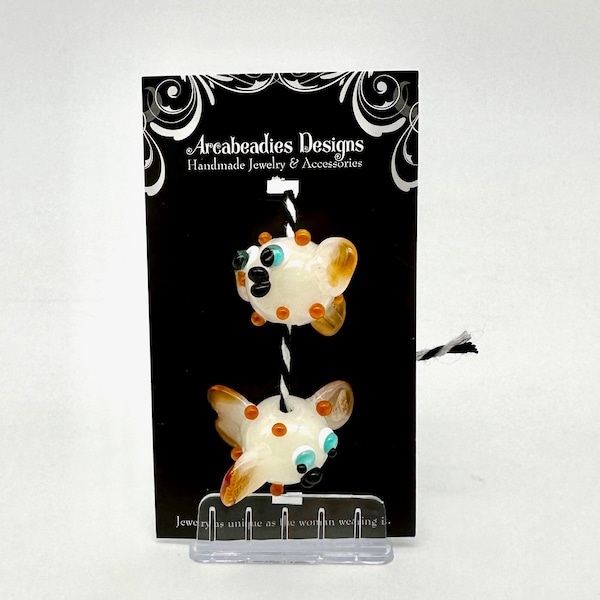 Lampwork Torch Beads - funny puffer fish characters  - Originally crafted Handmade Art Glass Beads for creating our own jewelry artwork