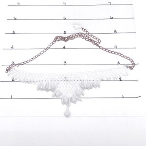 Handmade Bead and Crystal Monochrome Statement Necklace White Draped Net Dangles for Prom and special event with adjustable sizing image 2