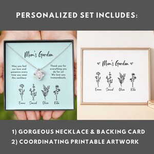 ENSEMBLE de fleurs de naissance | Collier noeud personnalisé et oeuvre d'art murale imprimable | carte de soutien pour bijoux | Art mural numérique du mois de naissance | anniversaire de maman