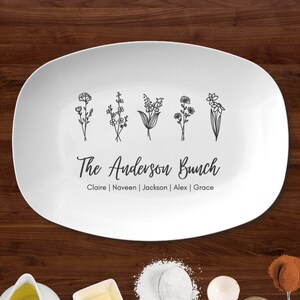 Birth Flowers Family Platter | Custom Names Personalized Plate | Family Serving Platter | mother mom nana bday | floral gift for grandma