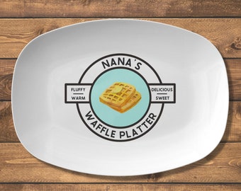 Personalized Waffle Platter | Custom Family Plate | Nana grandma mom grandpa gift | Breakfast Serving Platter | unique brunch host gift
